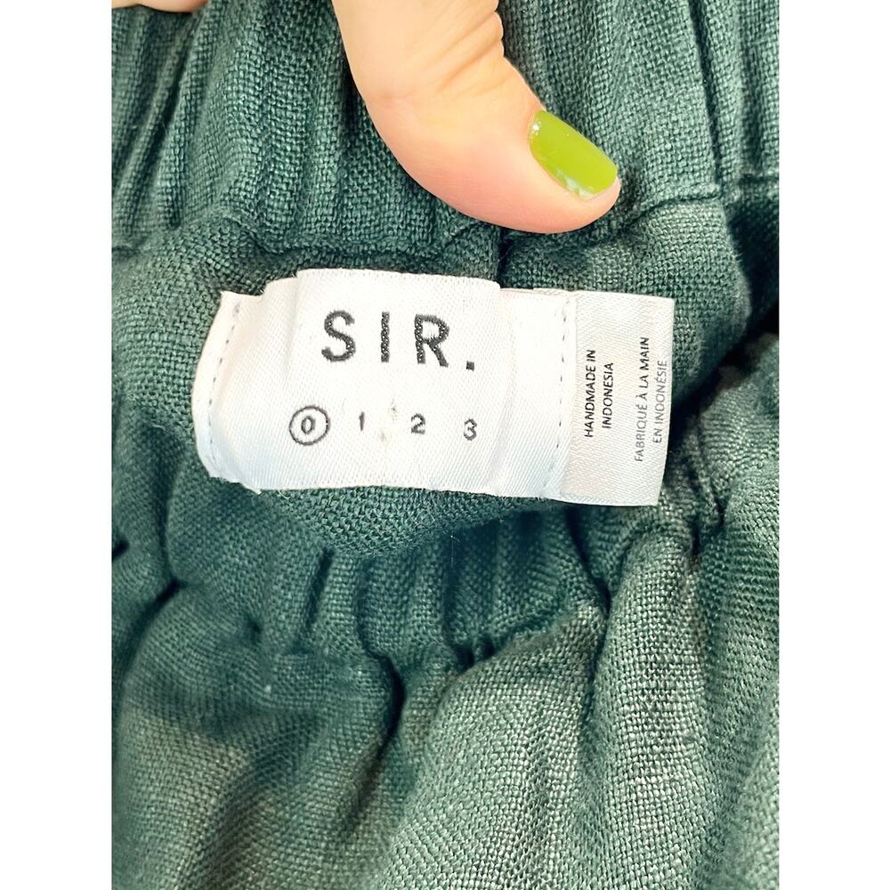 SIR. THE LABEL Size 0 XS 2 Linen Tiered Ruffle Dress Mini Off Shoulder Green - Picture 2 of 8